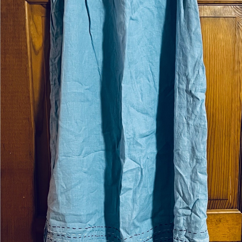 J. Jill Light Blue linen maxi w/kantha hemline - Picture 4 of 5